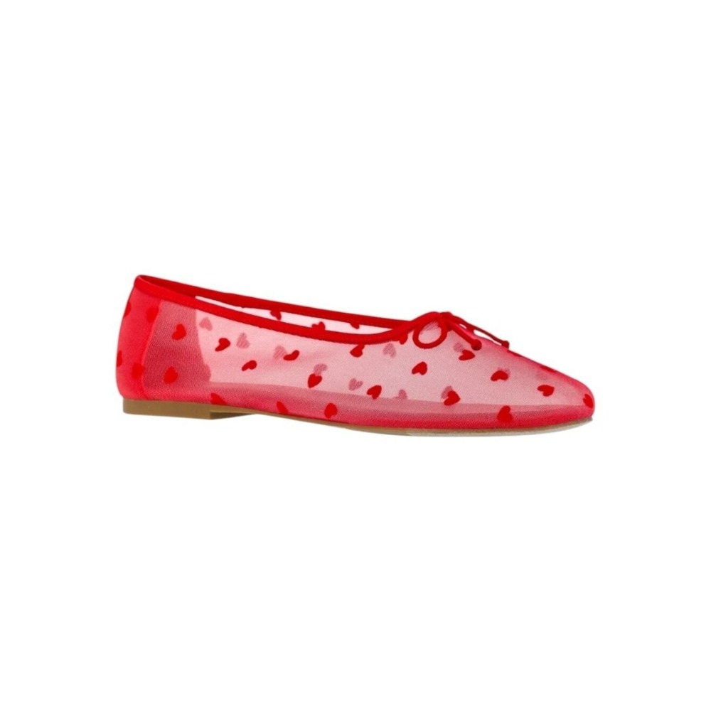 No Boundaries Red Heart Mesh Ballet Flats Women's Size 81/2 New NWT